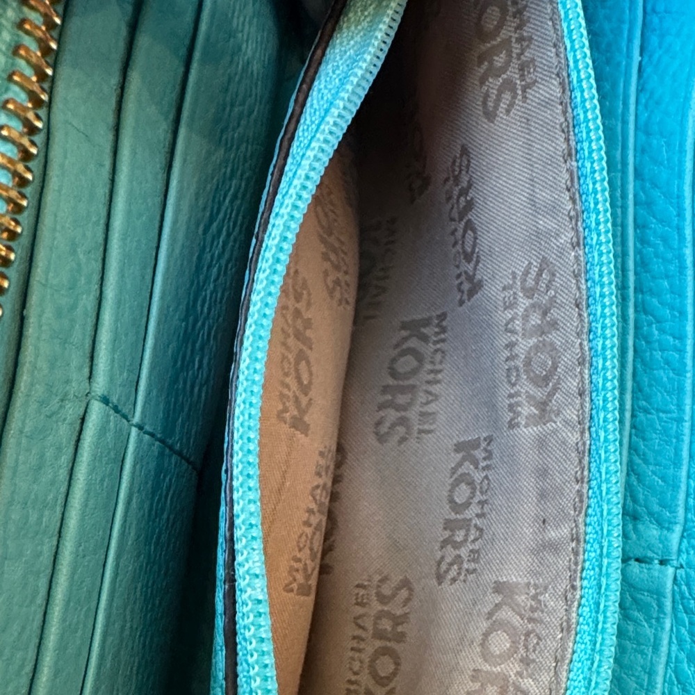 Michael Kors Turquoise Wallet with Gold Accent - Picture 5 of 11